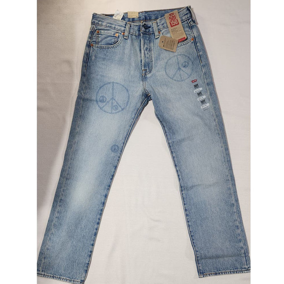 Levi's 501 original W28xL30 sit at waist with peace signs men-button fly - Picture 2 of 6